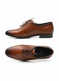 Classic Woven Lace-Up Shoes – Premium Leather Finish