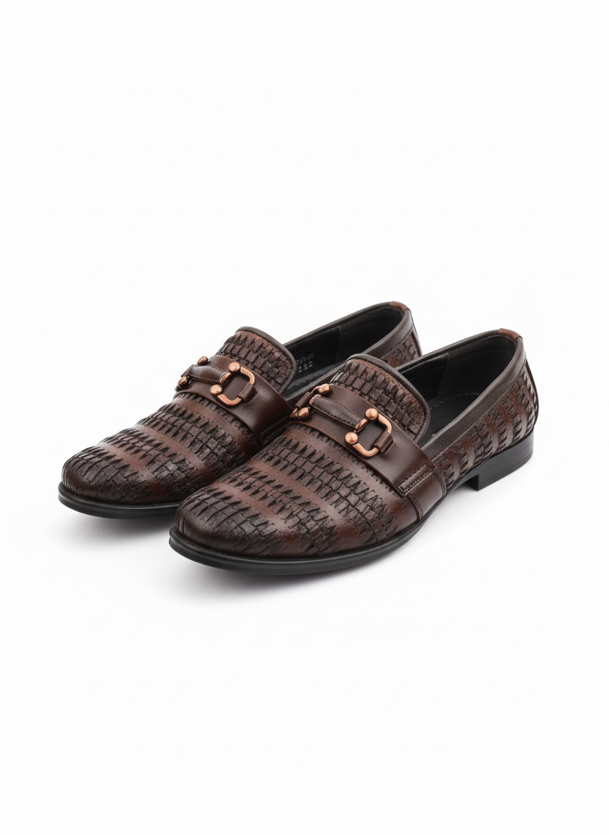 Artisan Brown Woven Leather Slip-On Loafers