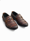 Artisan Brown Woven Leather Slip-On Loafers